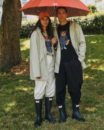 MAISON KITSUNE X HUNTER CHEVRON UMBRELLA