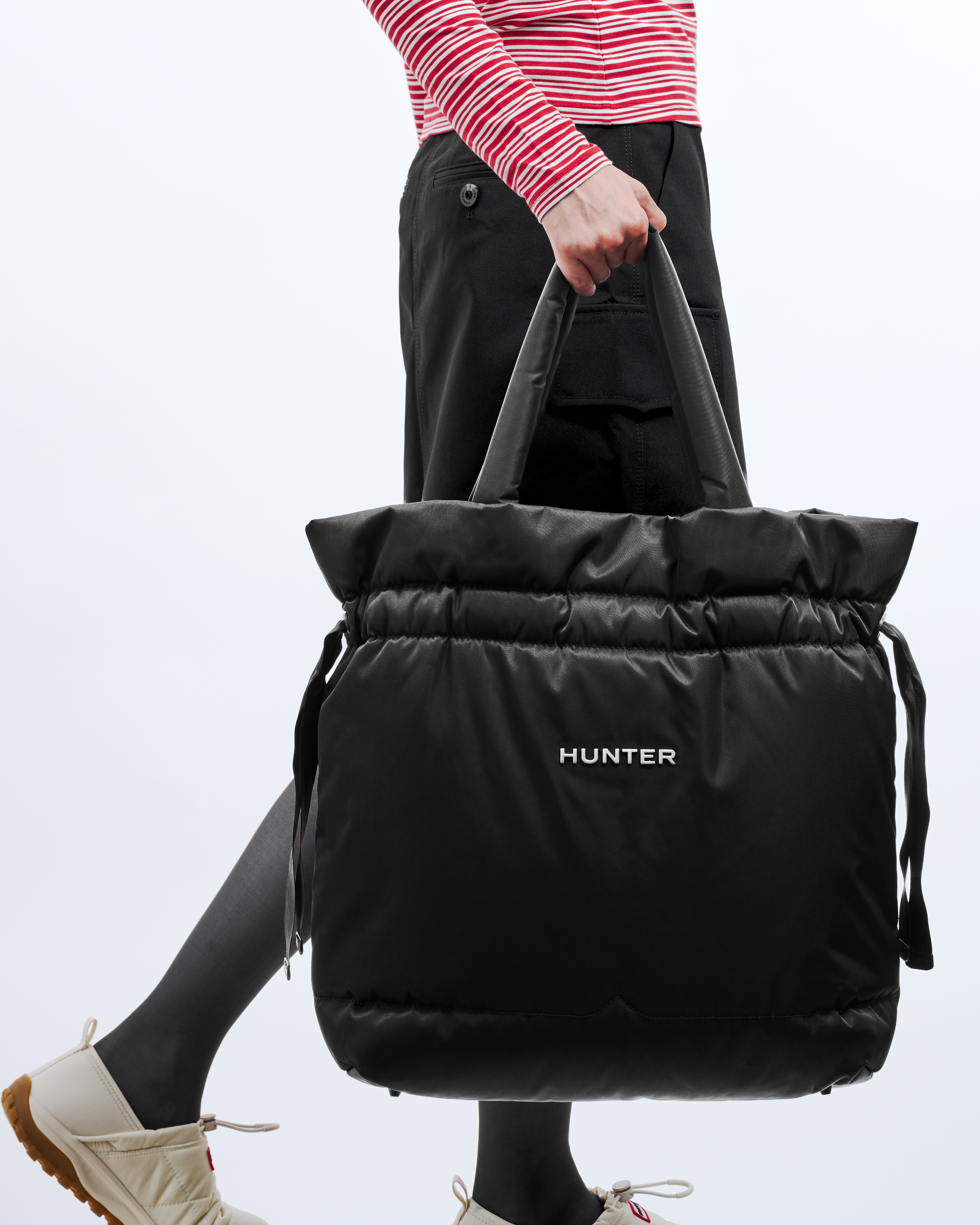 PREMIUM NYLON ROUCHED TOTE