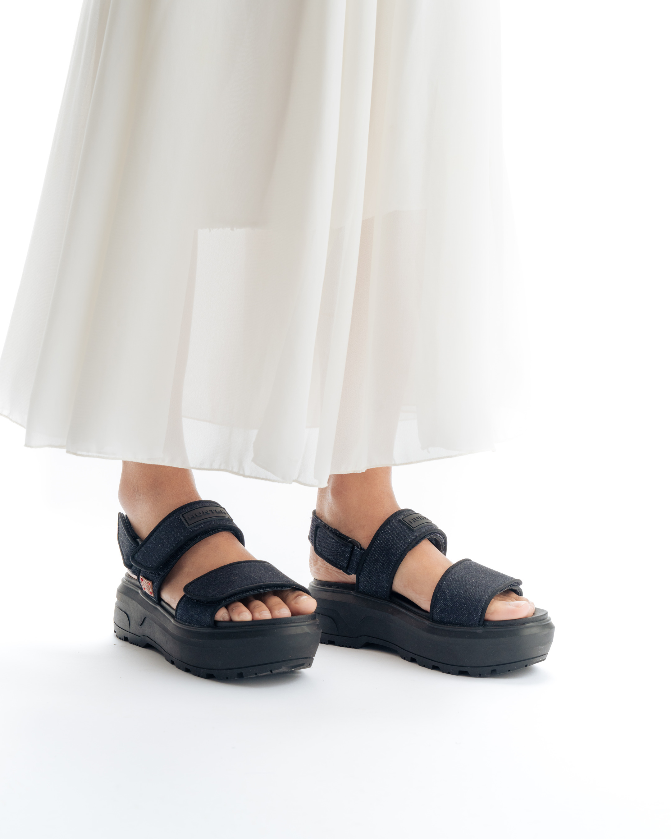 UNISEX DENIM CITY REBEL HEEL STRAP SANDALS