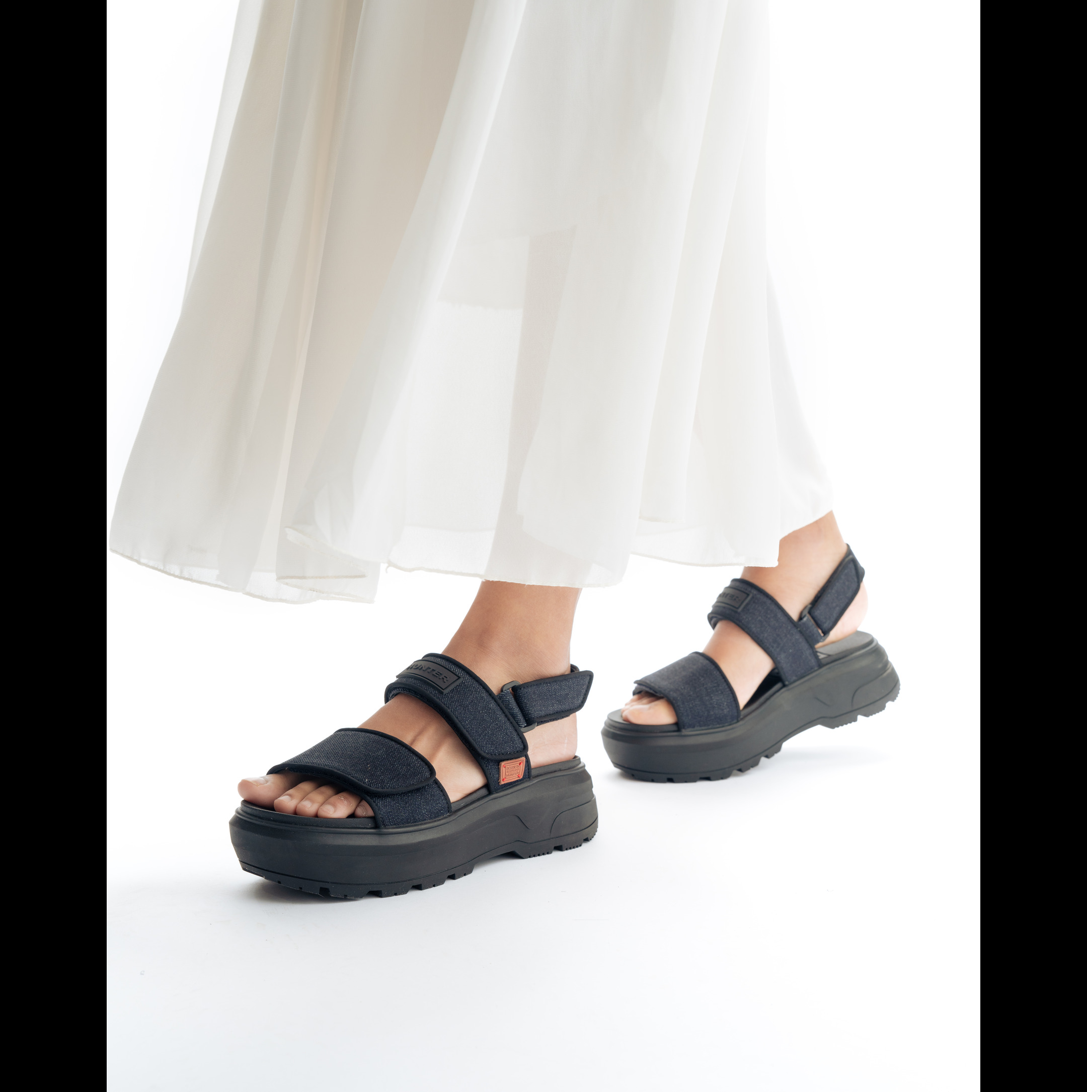 UNISEX DENIM CITY REBEL HEEL STRAP SANDALS