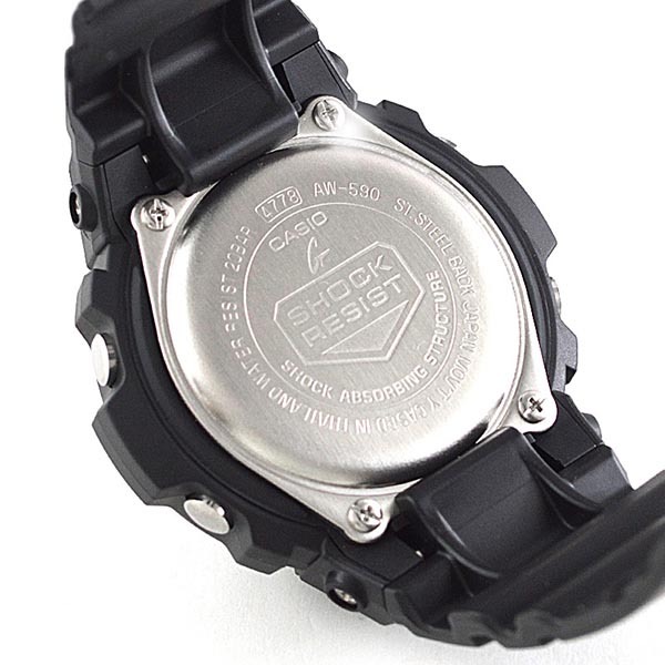 Casio G-Shock AW-590-1A Analog Digital Men Watch Black ozdigitalwatch.com.au