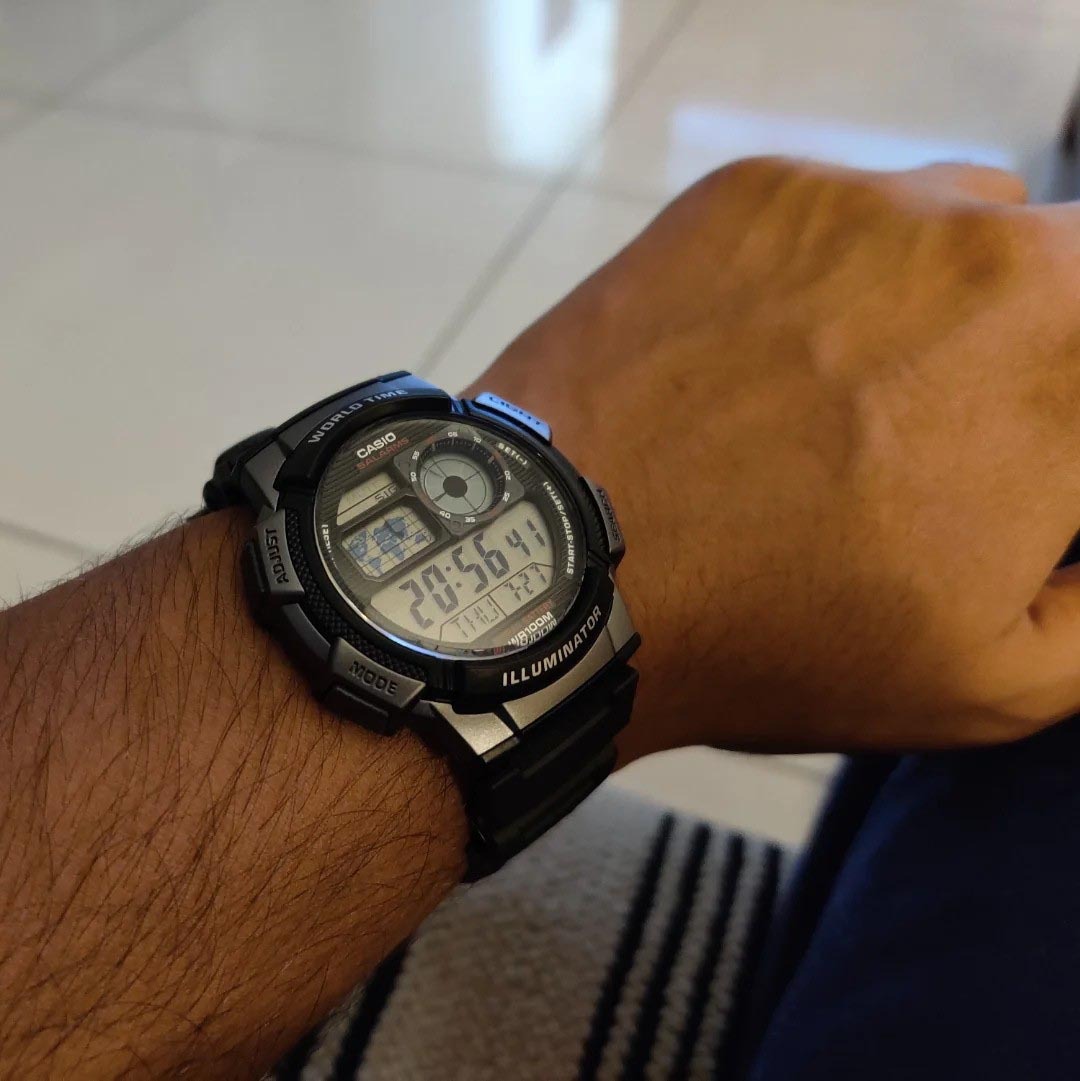 Casio Digital AE-1000W-1B World Map Alarm Men Watch (10-Years Battery Life) (Black) ozDigitalWatch