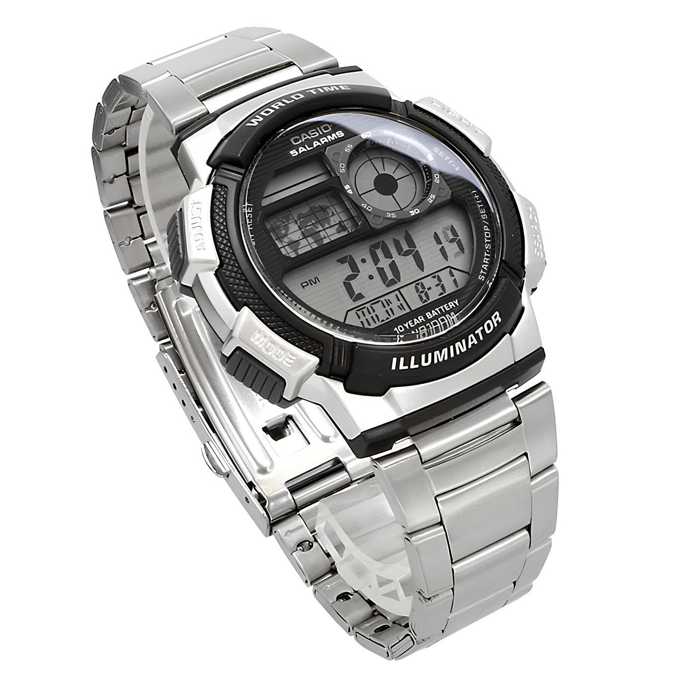Casio Digital AE-1000WD-1A World Map Sport Men Watch 10Y Battery (Silver) AE1000WD-1A ozDigitalWatch