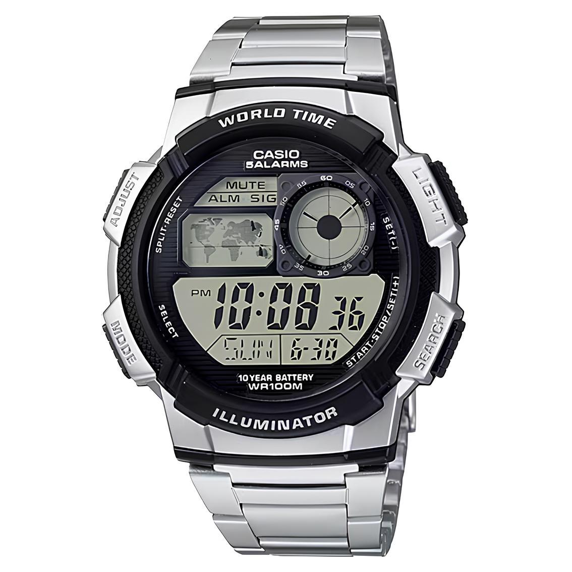 Casio Digital AE-1000WD-1A World Map Sport Men Watch 10Y Battery (Silver) AE1000WD-1A ozDigitalWatch