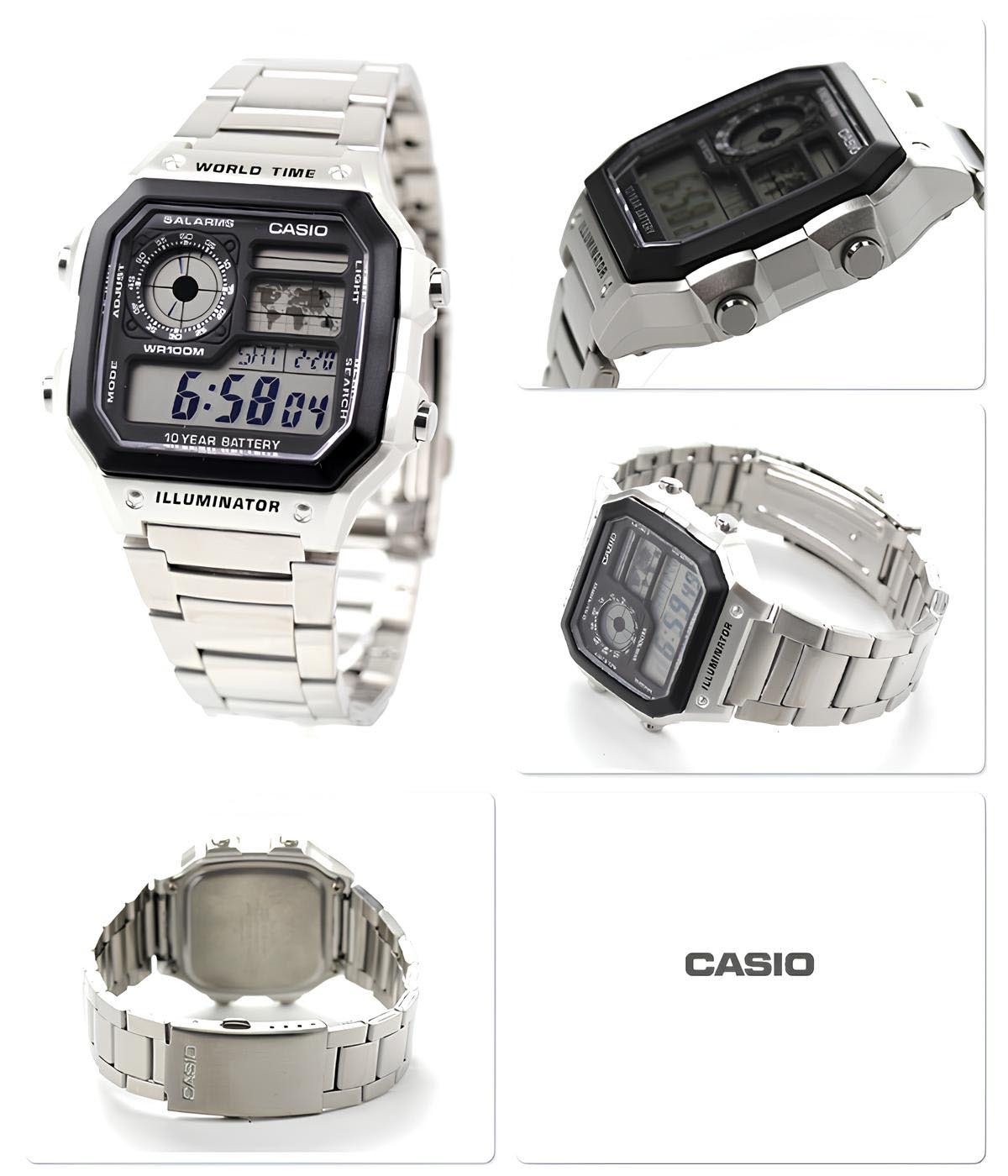 Casio Digital AE-1200WHD-1A World Map Alarm Men Watch (10-Year Battery) AE1200WHD-1A ozDigitalWatch