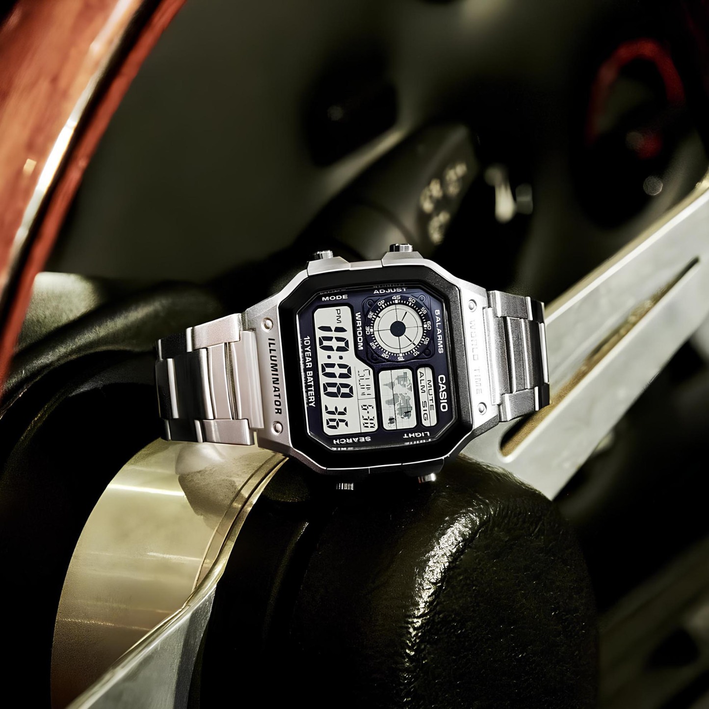 Casio Digital AE-1200WHD-1A World Map Alarm Men Watch (10-Year Battery) AE1200WHD-1A ozDigitalWatch