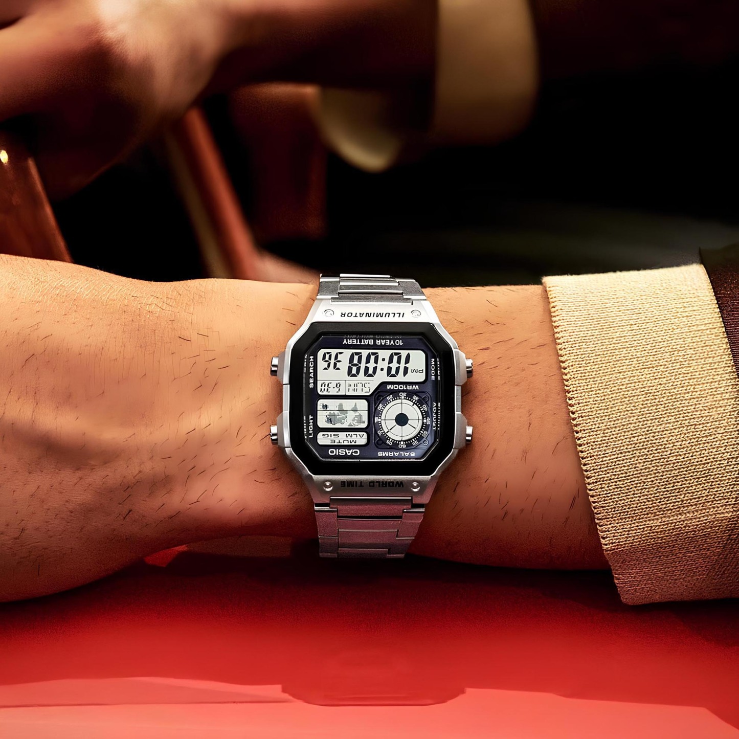 Casio Digital AE-1200WHD-1A World Map Alarm Men Watch (10-Year Battery) AE1200WHD-1A ozDigitalWatch