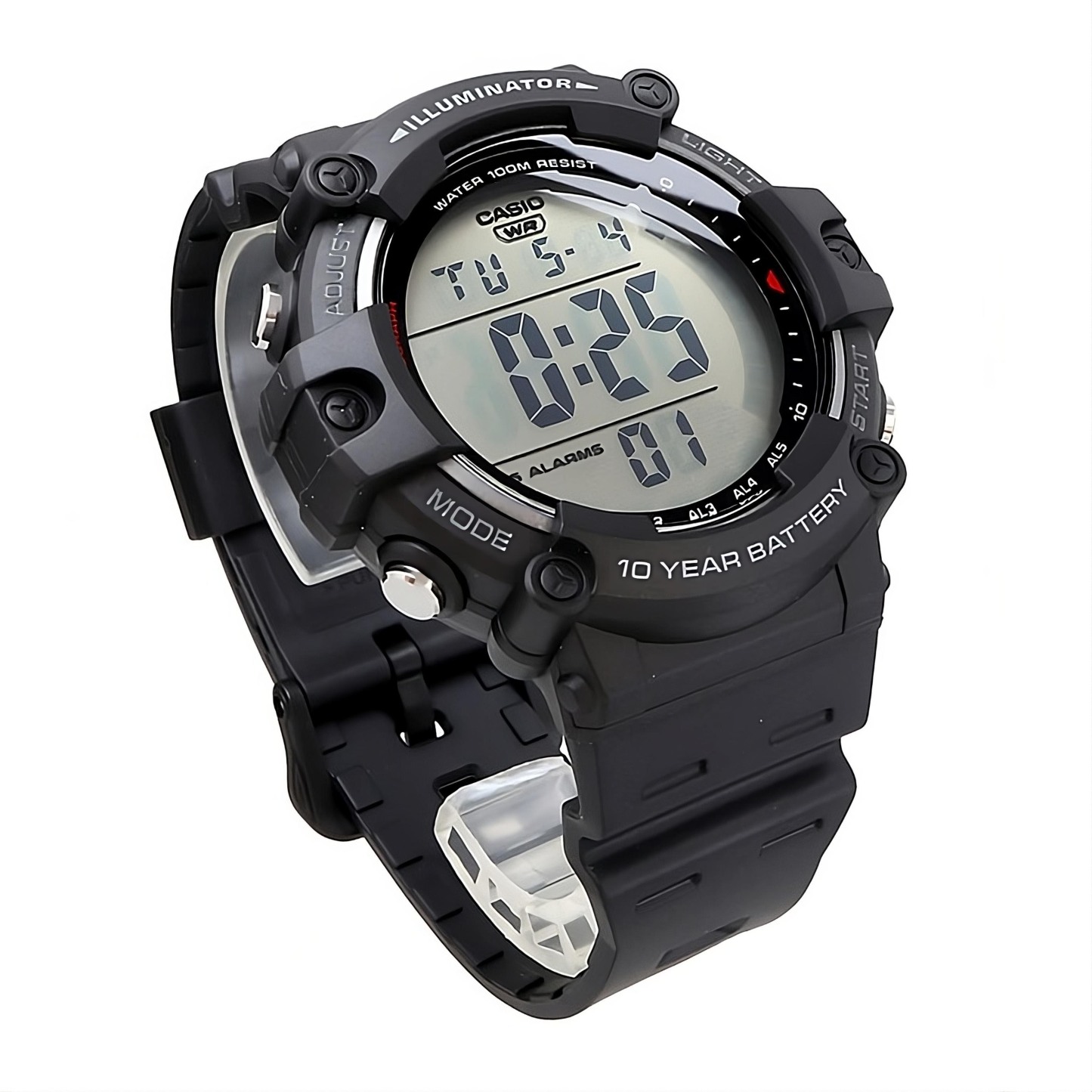 Casio Digital AE-1500WH-1AV Dural Time Wide Face Men Watch 10Y Battery Black ozdigitalwatch.com.au