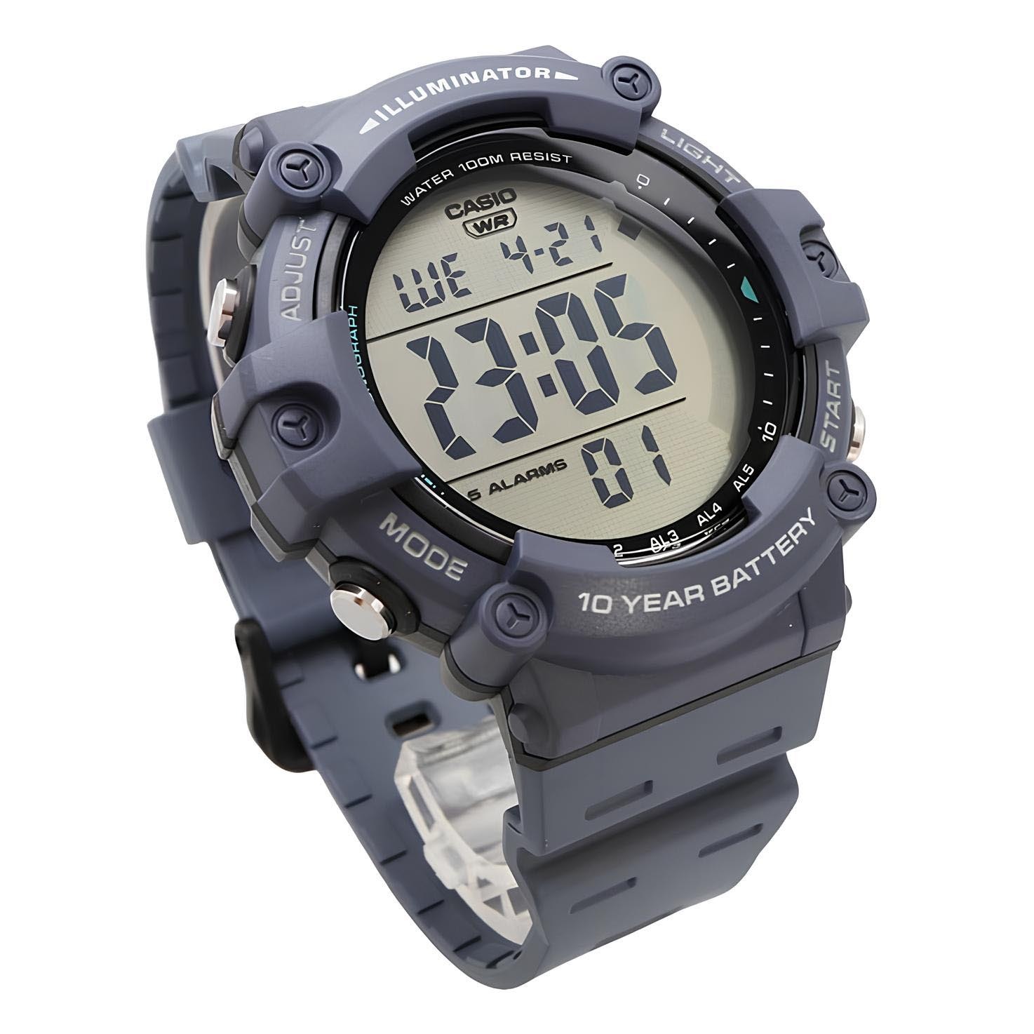 Casio Digital AE-1500WH-2A Blue Dural Time Wide Face Men Watch 10Y Battery ozdigitalwatch.com.au
