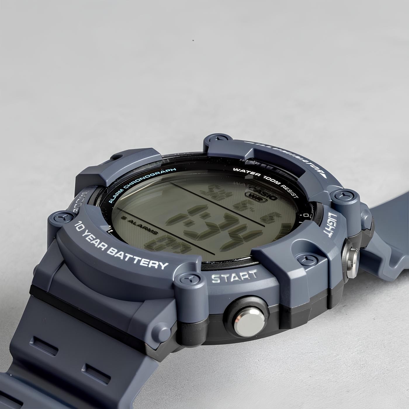 Casio Digital AE-1500WH-2A Blue Dural Time Wide Face Men Watch 10Y Battery ozdigitalwatch.com.au