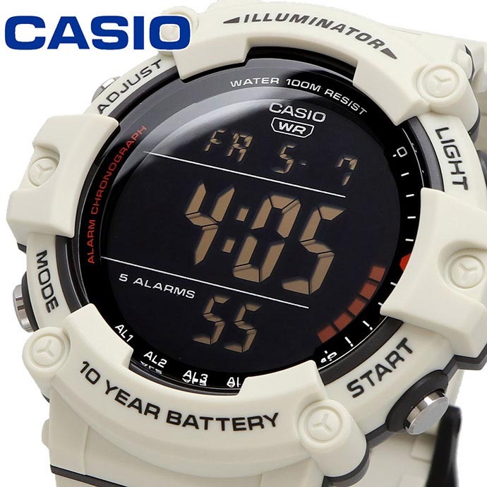Casio Digital AE-1500WH-8B2V White Dual Time Digital Men's Watch