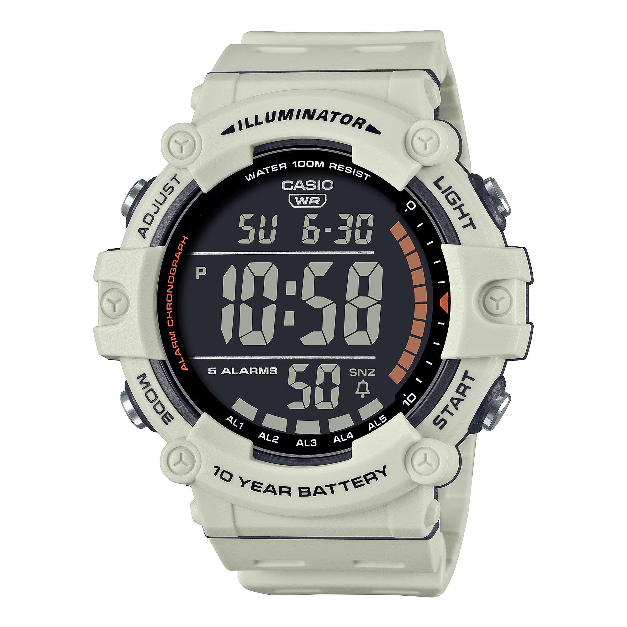 Casio Digital AE-1500WH-8B2V White Dual Time Digital Men's Watch
