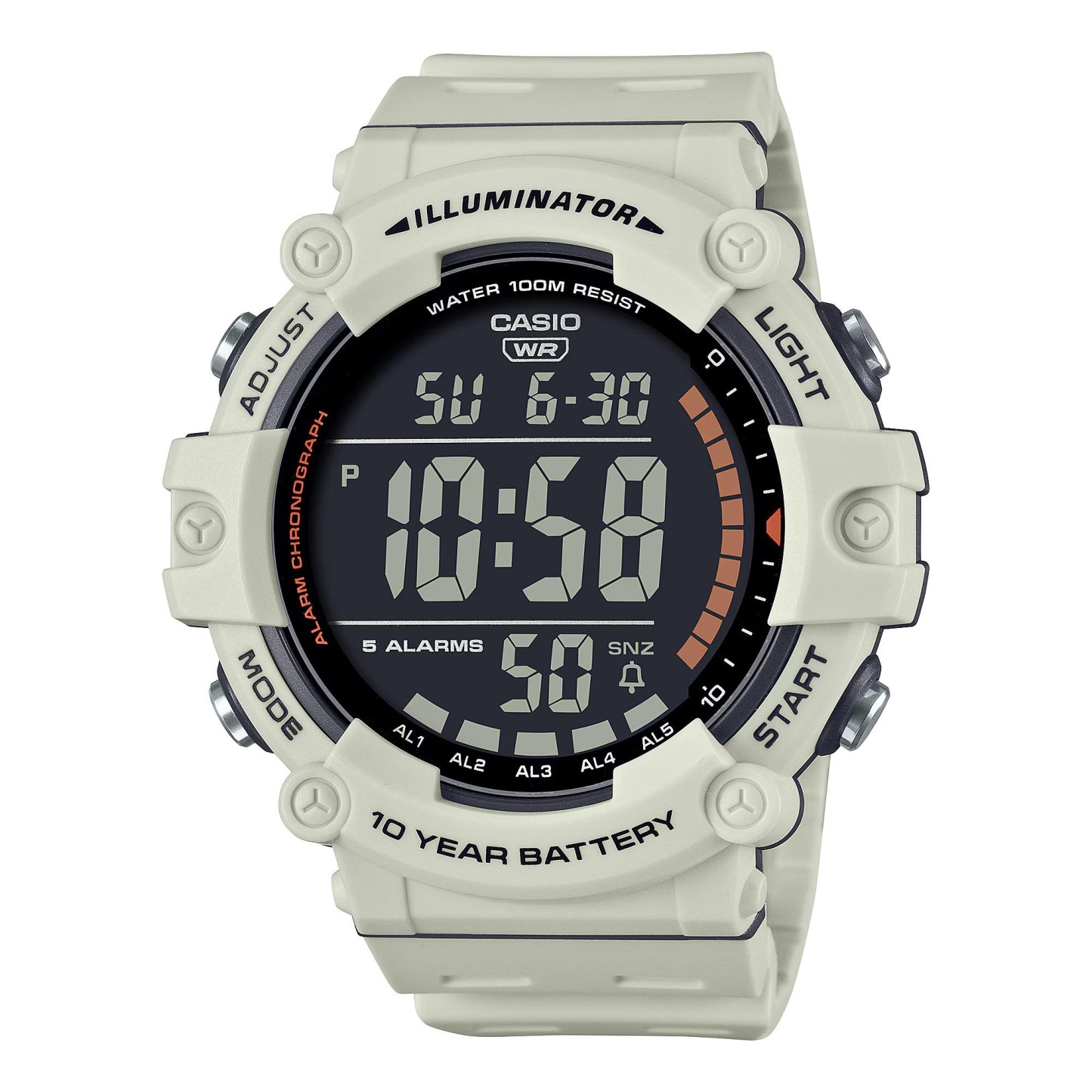 Casio Digital AE-1500WH-8B2V White Dual Time Digital Men's Watch