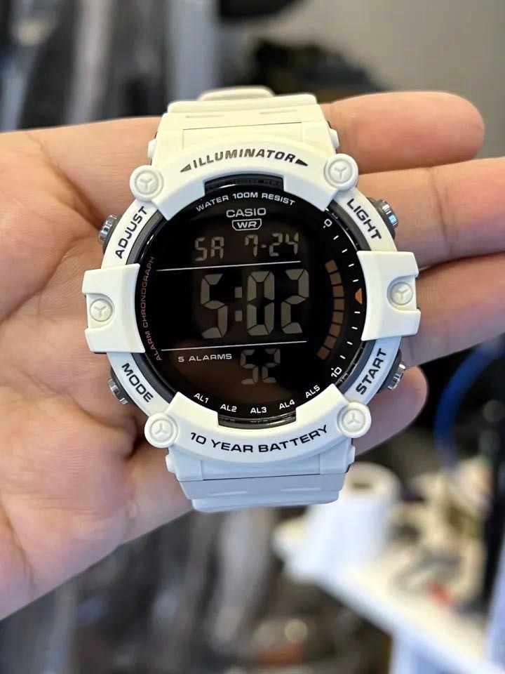 Casio Digital AE-1500WH-8B2V White Dual Time Digital Men's Watch