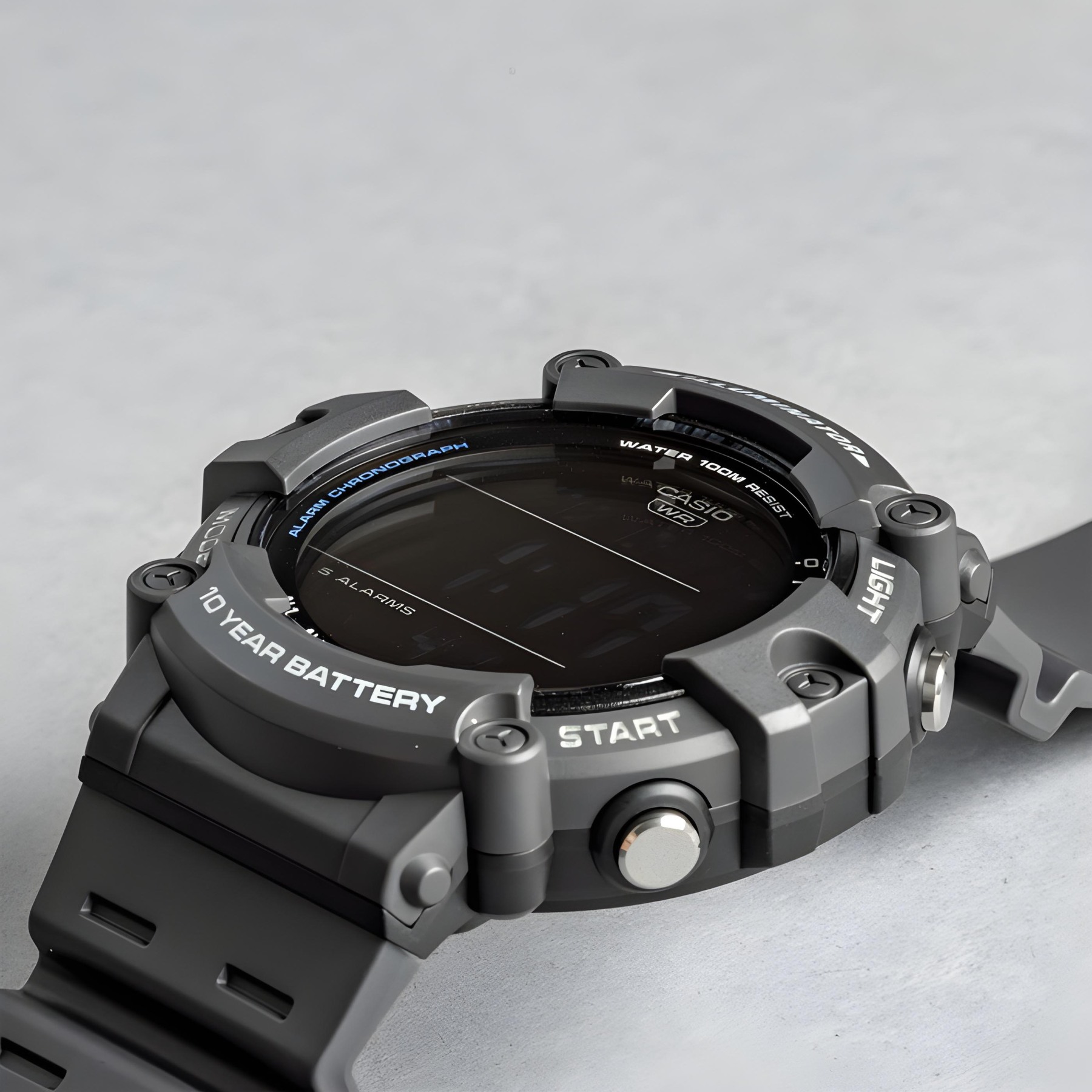 Casio Digital AE-1500WH-8BV Dual Time Wide Face Youth Men's Watch (10-Years Battery Life) (Grey) AE1500WH-8BV