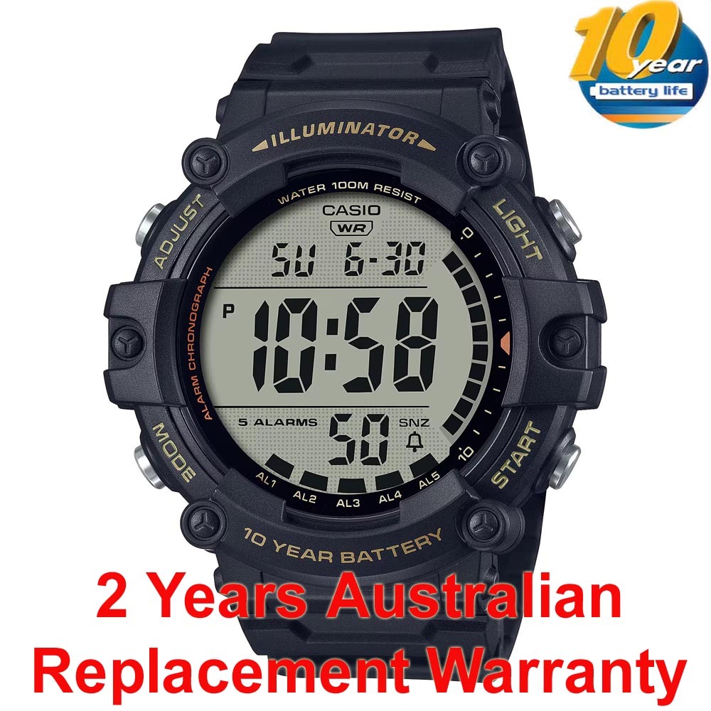 Casio Digital AE-1500WHX-1A Watch 10Y Battery Black Extra Long Band Version ozdigialwatch.com.au