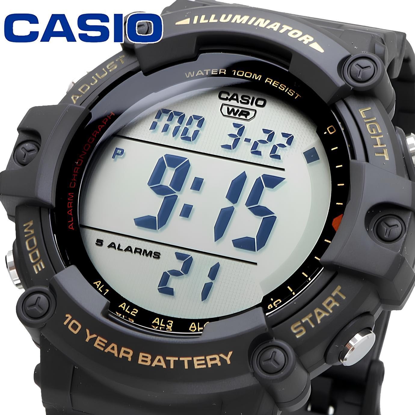 Casio Digital AE-1500WHX-1A Watch 10Y Battery Black Extra Long Band Version ozdigialwatch.com.au