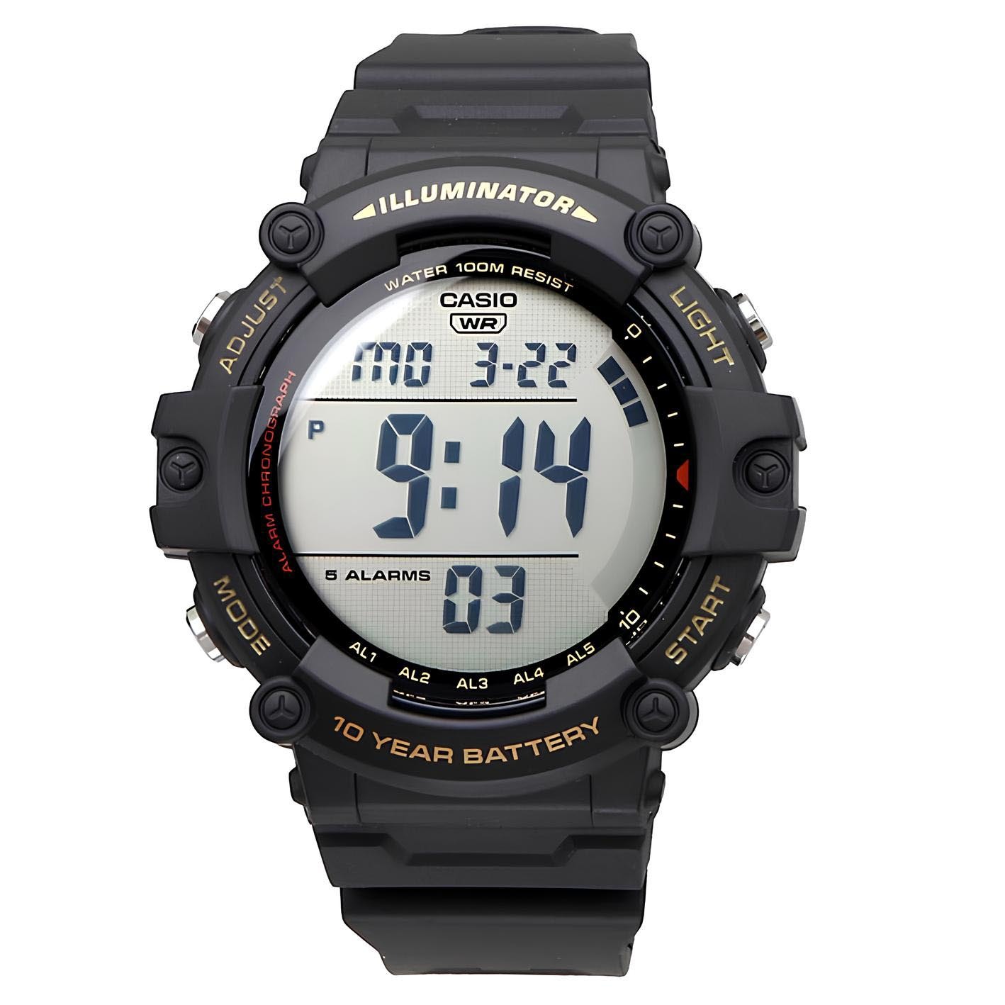 Casio Digital AE-1500WHX-1A Watch 10Y Battery Black Extra Long Band Version ozdigialwatch.com.au