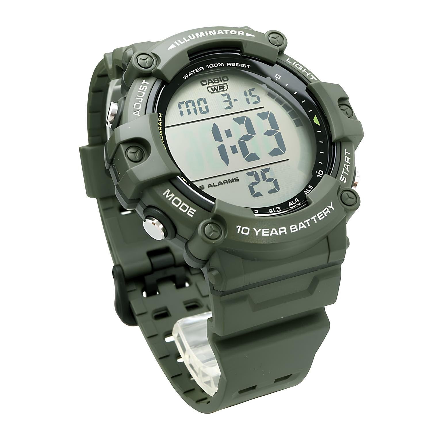 Casio Digital AE-1500WHX-3A Watch 10Y Battery Green Extra Long Band Version ozdigialwatch.com.au