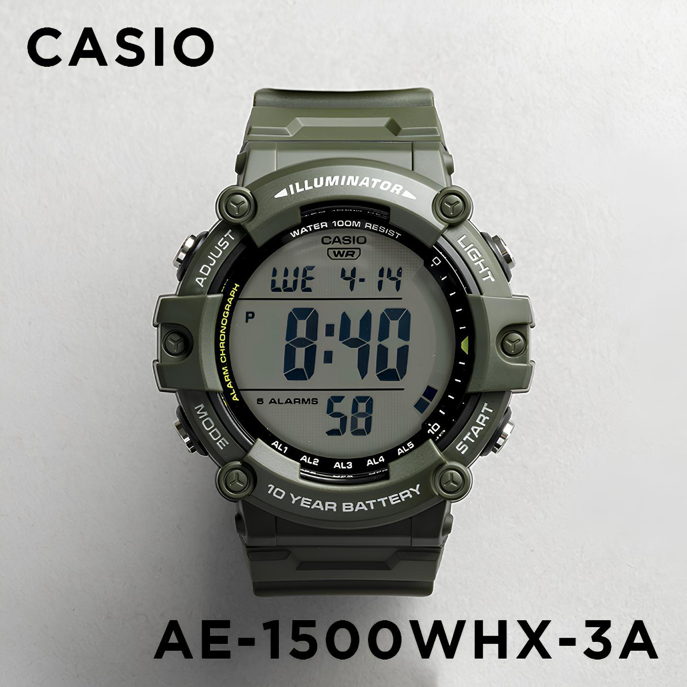 Casio Digital AE-1500WHX-3A Watch 10Y Battery Green Extra Long Band Version ozdigialwatch.com.au