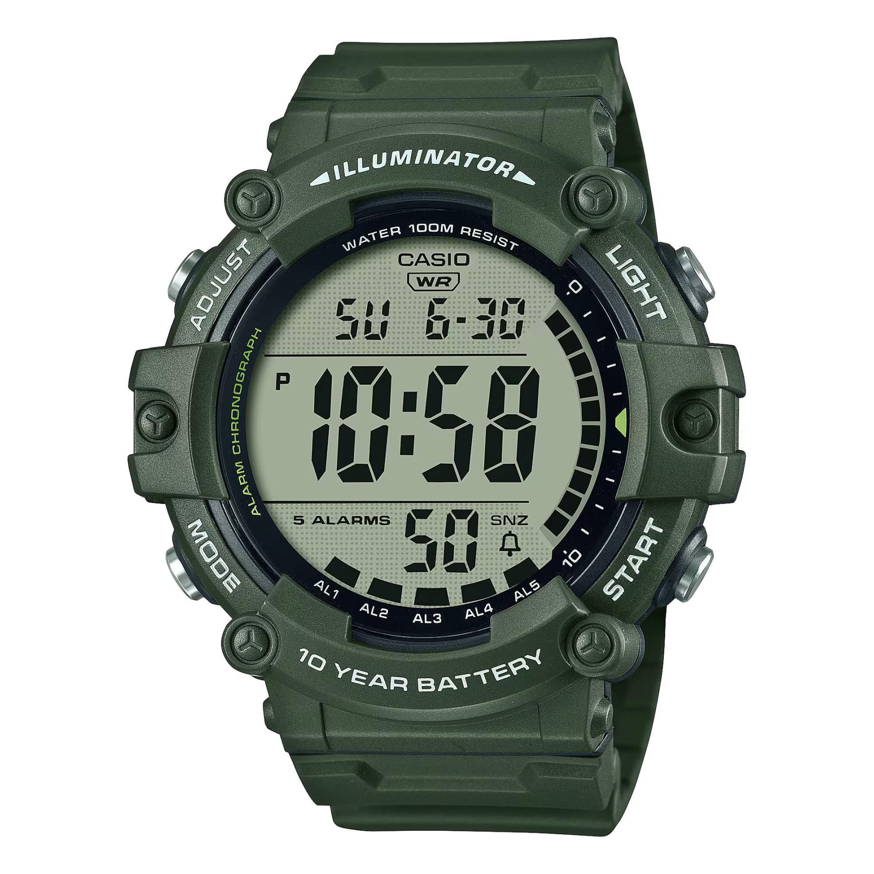Casio Digital AE-1500WHX-3A Watch 10Y Battery Green Extra Long Band Version ozdigialwatch.com.au