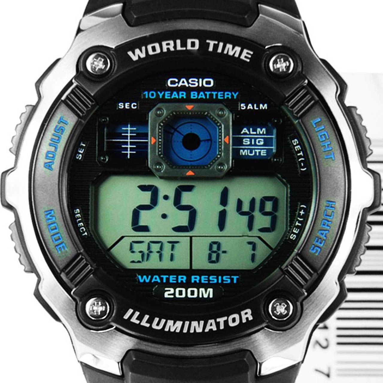 Casio Digital AE-2000W-1AV World Time Alarm Watch 10-Years Battery Black ozdigitalwatch.com.au