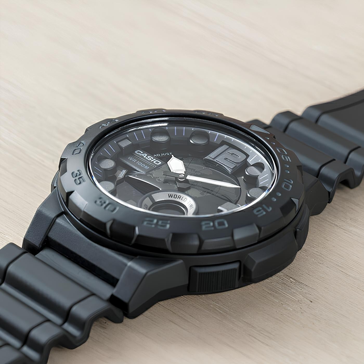 Casio Analog Digital AEQ-100W-1B Telememo Men Watch 10-Year Battery Life Black ozdigitalwatch.com.au
