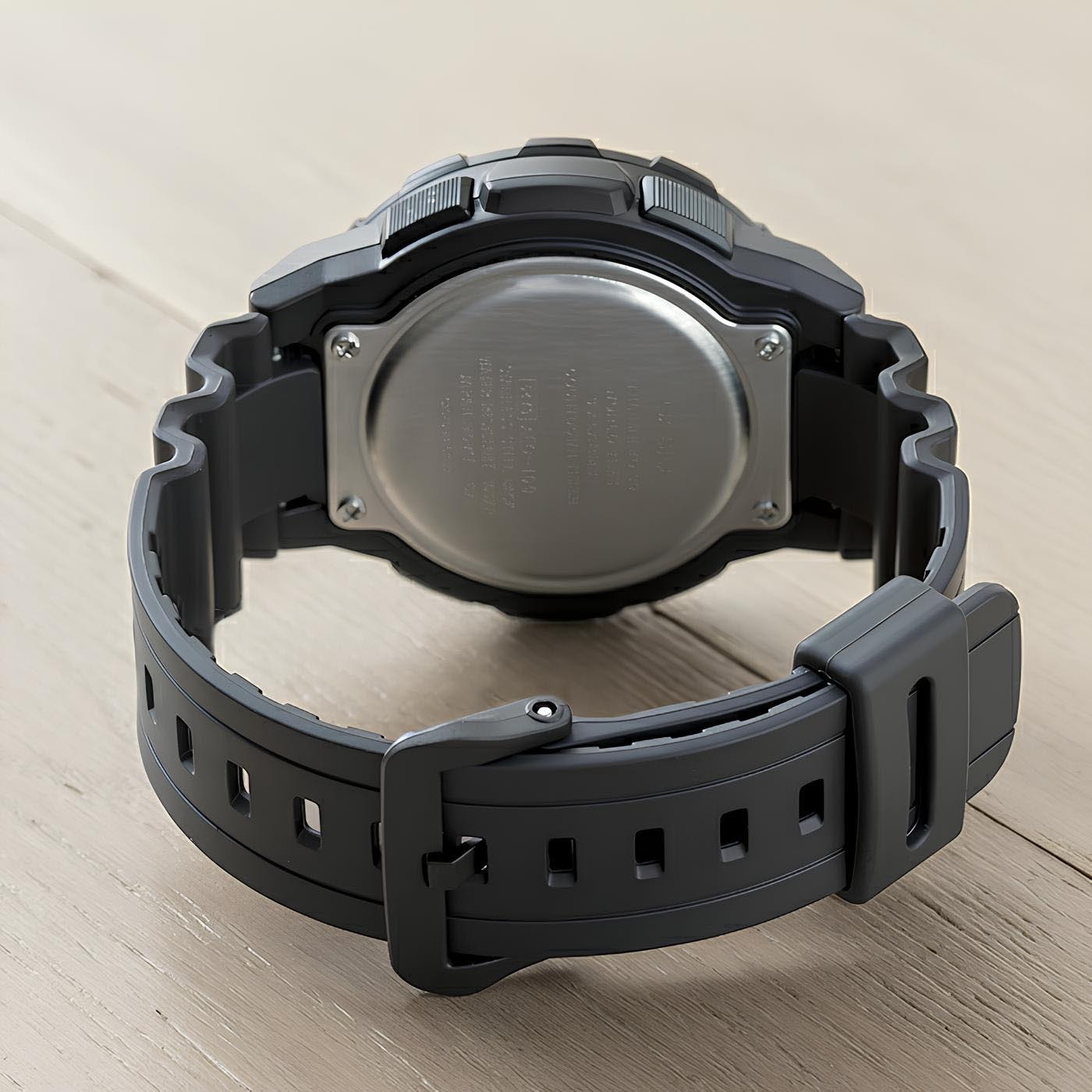 Casio Analog Digital AEQ-100W-1B Telememo Men Watch 10-Year Battery Life Black ozdigitalwatch.com.au