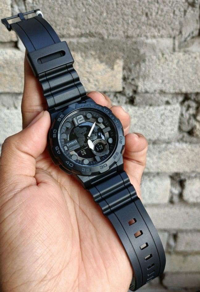 Casio Analog Digital AEQ-100W-1B Telememo Men Watch 10-Year Battery Life Black ozdigitalwatch.com.au