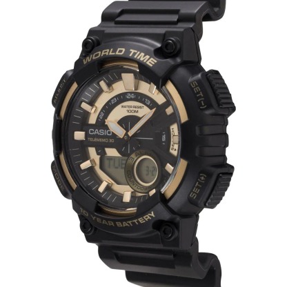 Casio AEQ-110W-9AV Analog Digital World Time Alarm Men's Watch (10-Years Battery Life) (Black) AEQ110W-1BV