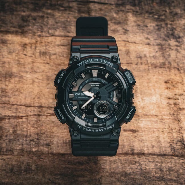 Casio Analog Digital AEQ-110W-1B Telememo Men Watch (10-Years Battery) (Black) ozDigitalWatch.com.au