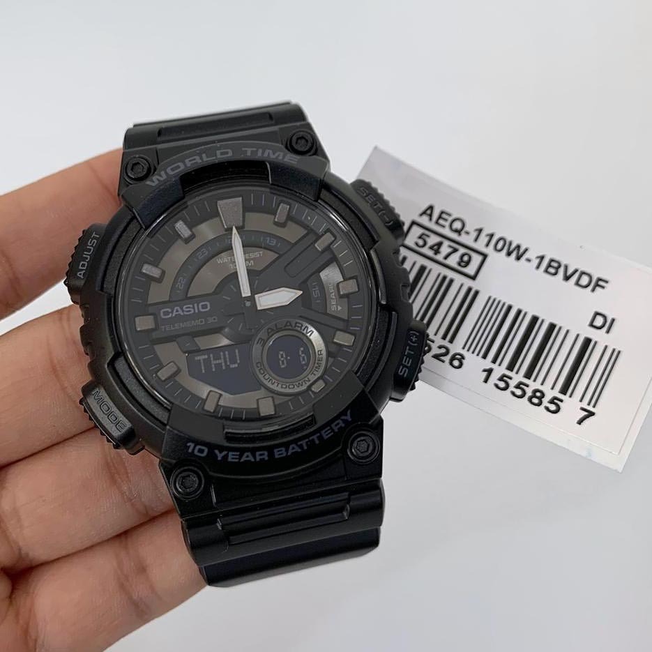 Casio Analog Digital AEQ-110W-1B Telememo Men Watch (10-Years Battery) (Black) ozDigitalWatch.com.au
