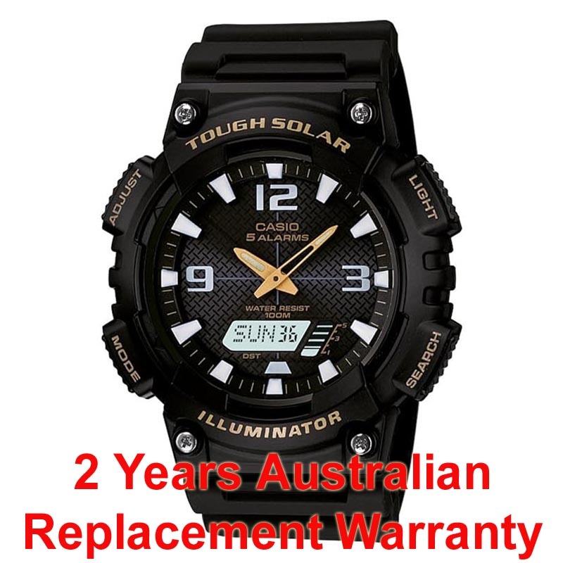 Casio AQ-S810W-1BV Solar Illuminator Digital Sport Watch Black Gold ozdigitalwatch.com.au