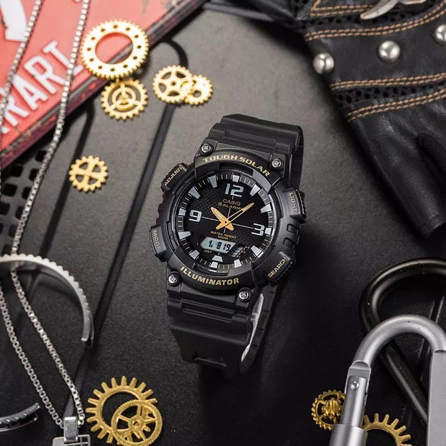 Casio AQ-S810W-1BV Solar Illuminator Digital Sport Watch Black Gold ozdigitalwatch.com.au