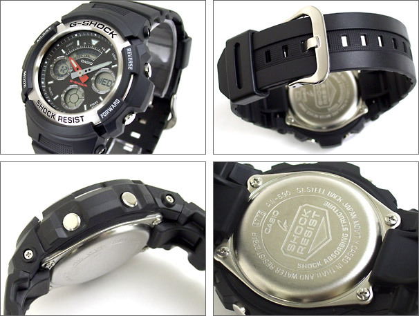 Casio G-Shock AW-590-1A Analog Digital Men Watch Black ozdigitalwatch.com.au