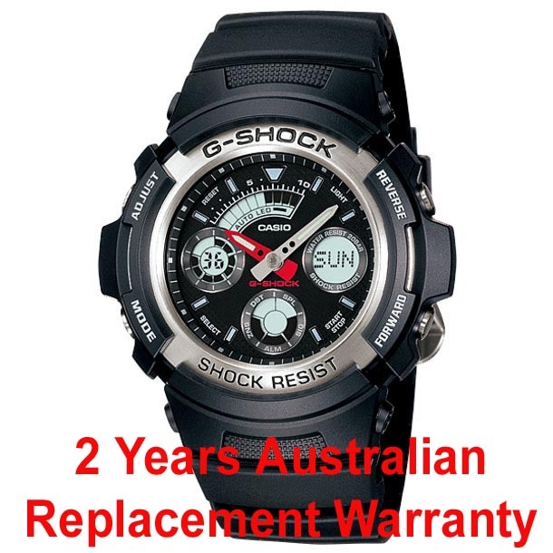 Casio G-Shock AW-590-1A Analog Digital Men Watch Black ozdigitalwatch.com.au