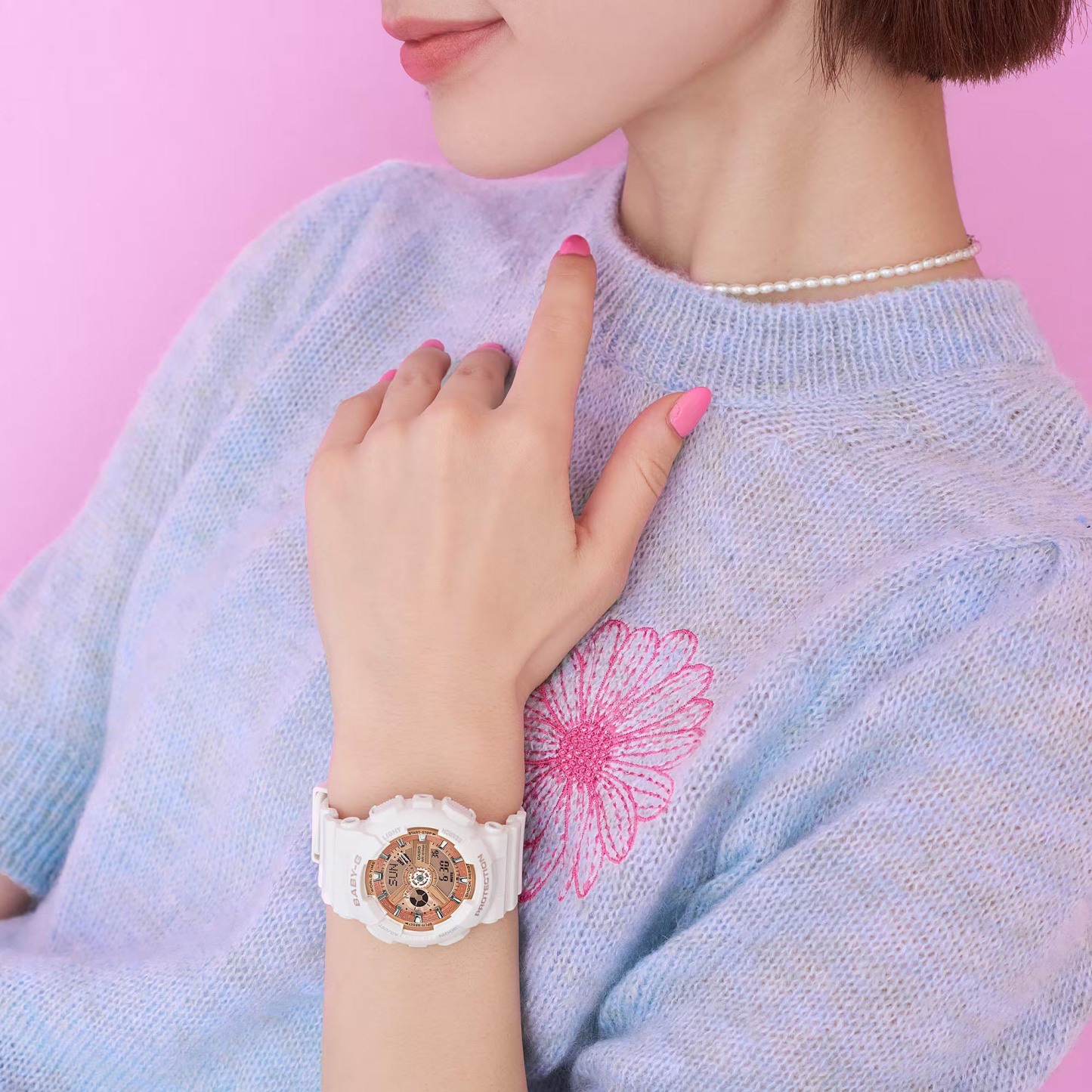 Casio Baby-G BA-110X-7A1 Analog Digital Watch (White, Rose Gold) - ozDigitalWatch.com.au