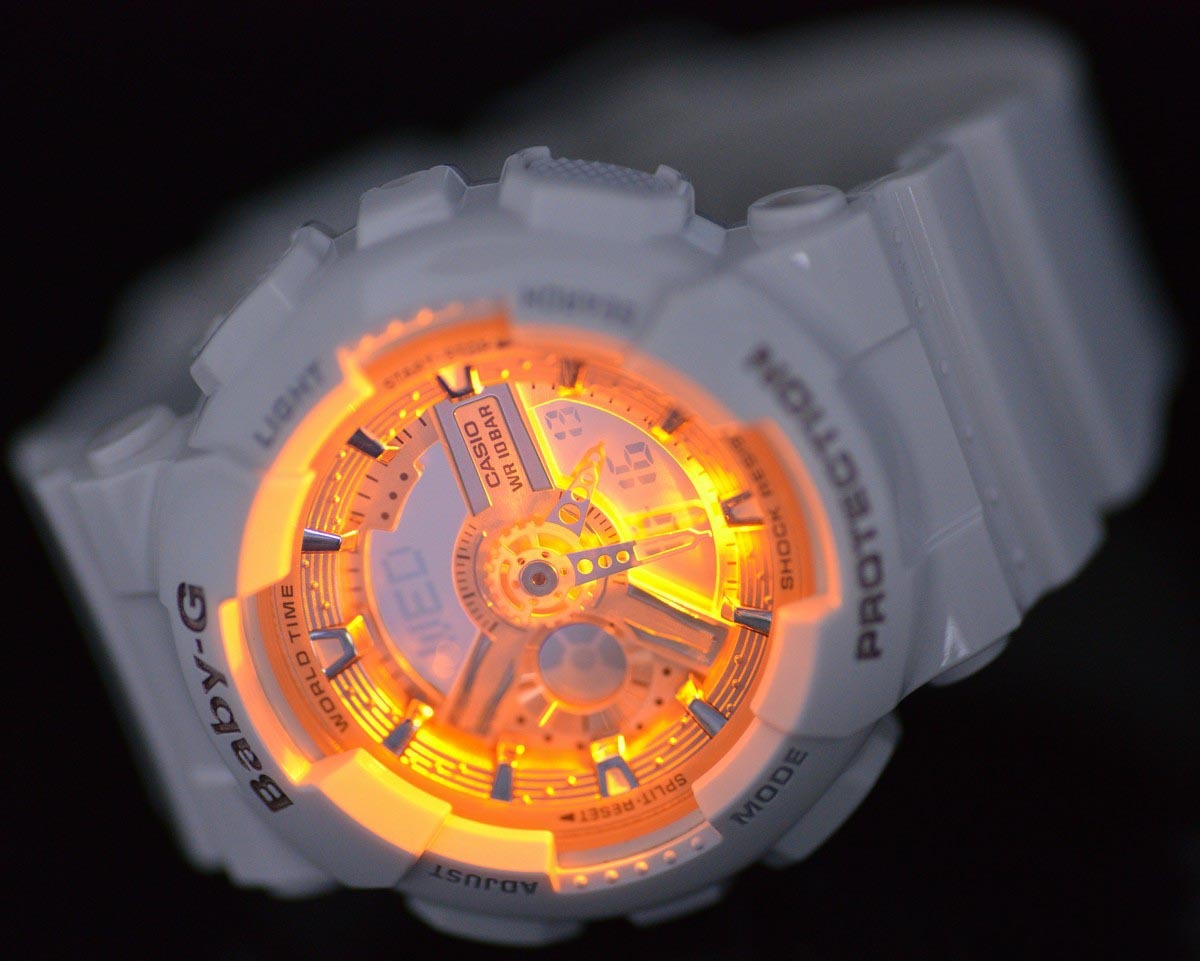 Casio Baby-G BA-110X-7A1 Analog Digital Watch (White, Rose Gold) - ozDigitalWatch.com.au