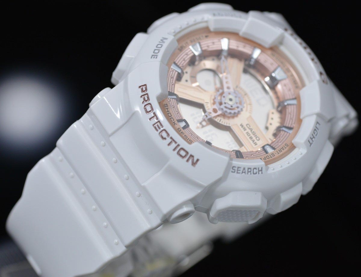 Casio Baby-G BA-110X-7A1 Analog Digital Watch (White, Rose Gold) - ozDigitalWatch.com.au