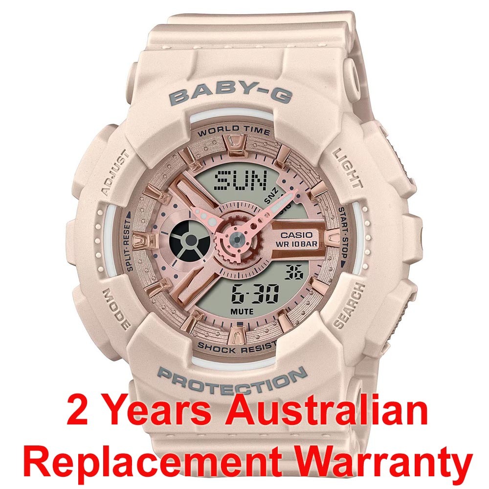 Casio Baby-G BA-110XCP-4A Analog Digital Watch (Beige x Rose Gold) – ozDigitalWatch.com.au
