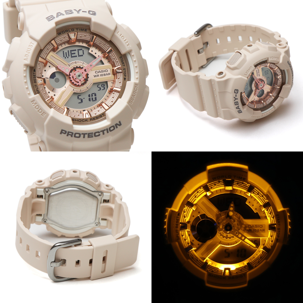 Casio Baby-G BA-110XCP-4A Analog Digital Watch (Beige x Rose Gold) – ozDigitalWatch.com.au