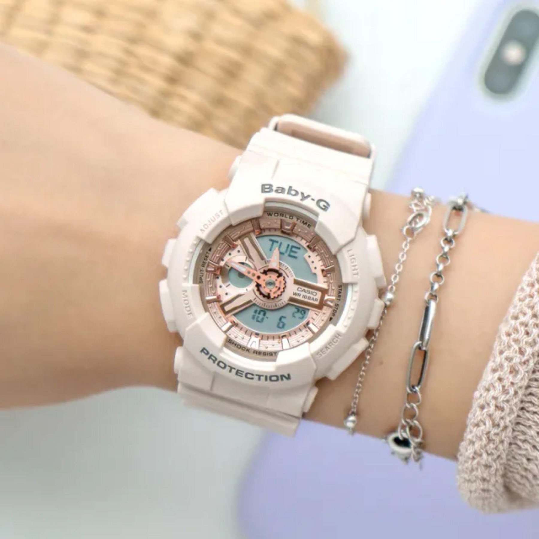 Casio Baby-G BA-110XCP-4A Analog Digital Watch (Beige x Rose Gold) – ozDigitalWatch.com.au