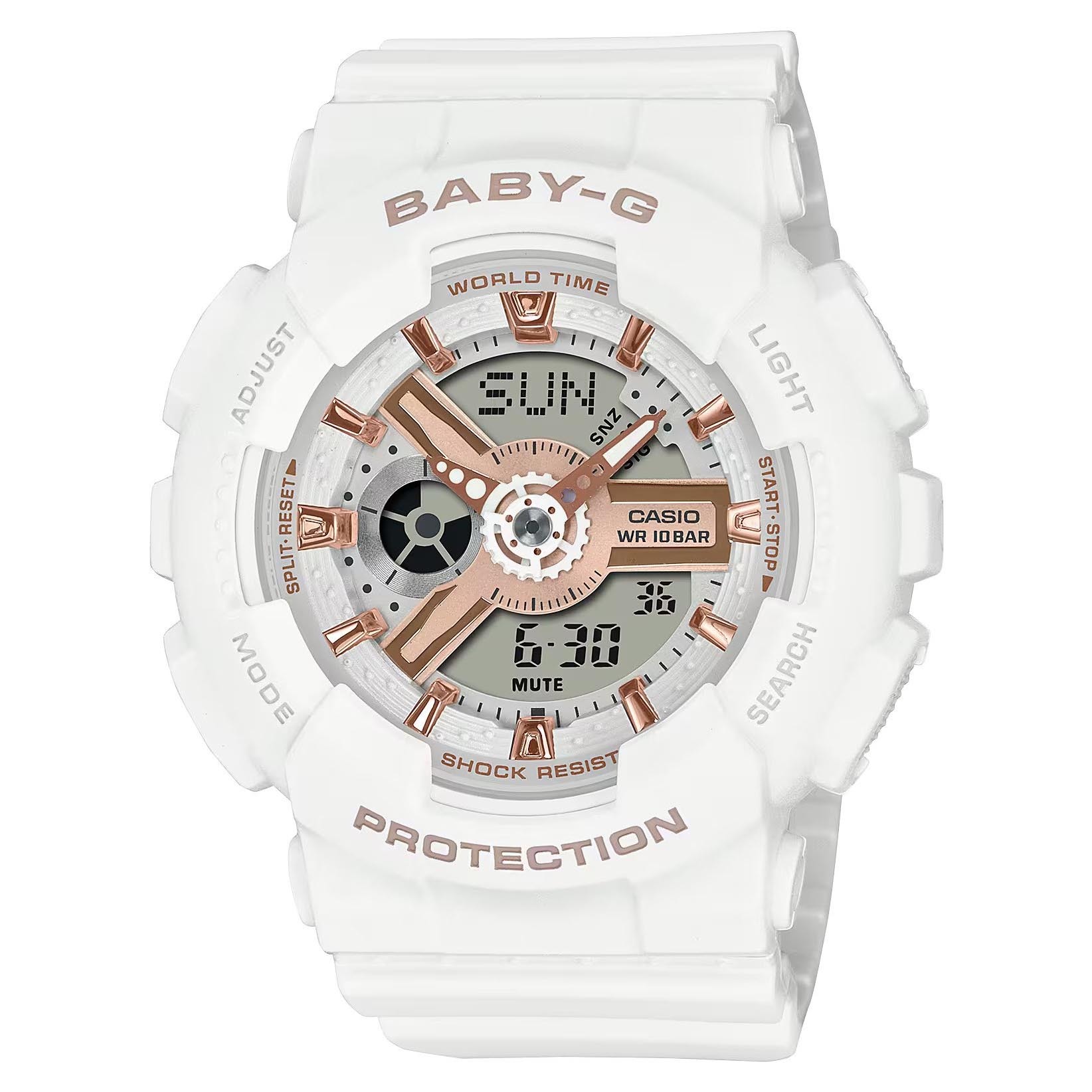 Casio Baby-G BA-110XRG-7A Analog Digital Watch (White x Rose Gold) BA110XRG-7A