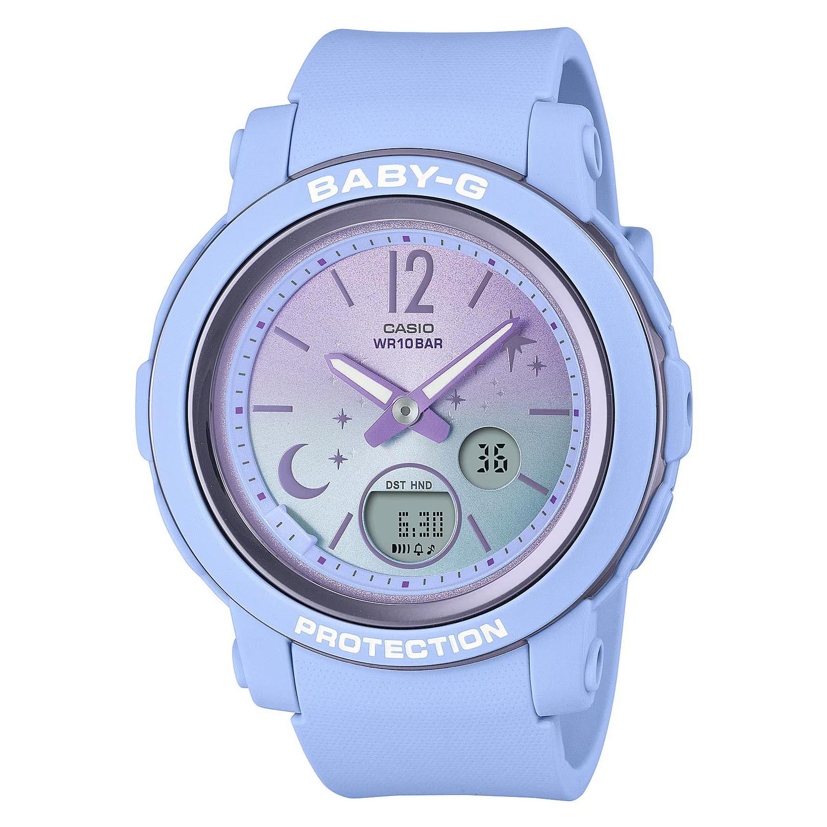 Casio Baby-G BGA-290DS-2A Pastel Blue Stars & Moon Analog Digital Women's Watch