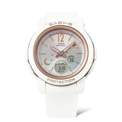 Casio Baby-G BGA-290DS-7A Analog Digital Twinkle Star Women Watch White x Gold ozDigitalWatch.com.au