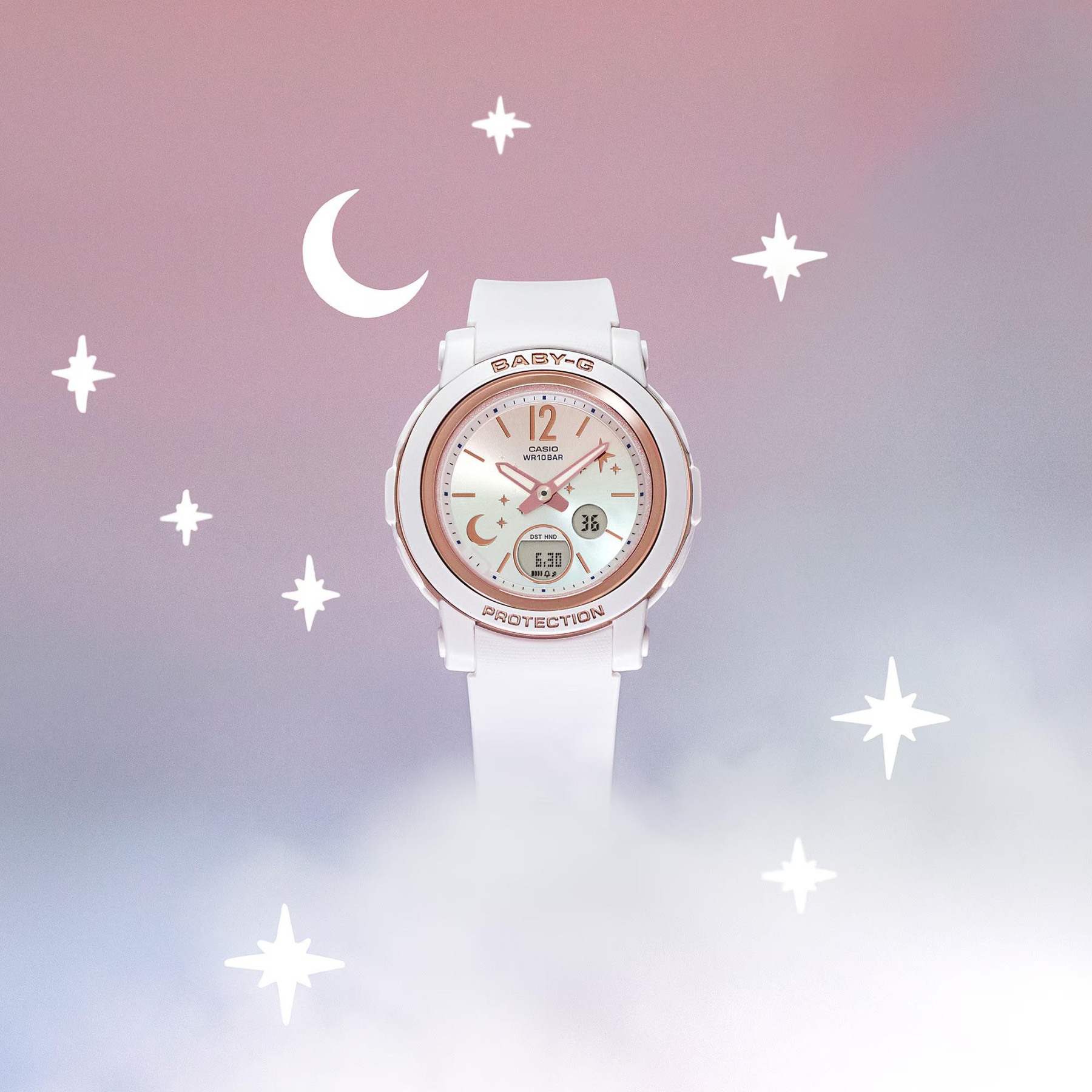Casio Baby-G BGA-290DS-7A Analog Digital Watch (White x Rose Gold) BGA290DS-7A
