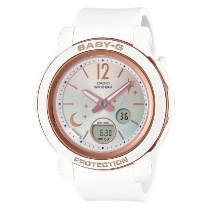 Casio Baby-G BGA-290DS-7A Analog Digital Twinkle Star Women Watch White x Gold ozDigitalWatch.com.au