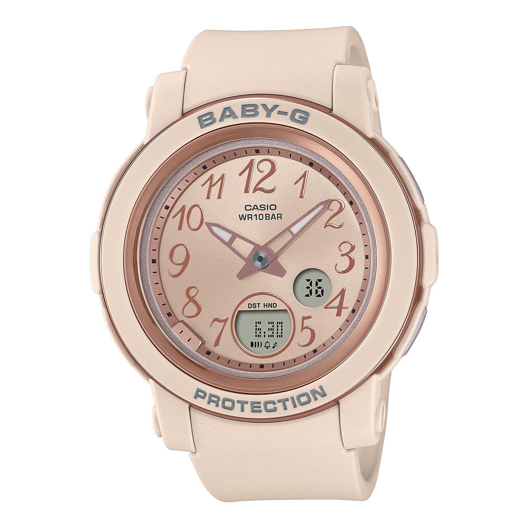 Casio Baby-G BGA-290SA-4A Analog Digital Women Watch Pink Beige x Pink Gold ozDigitalWatch.com.au