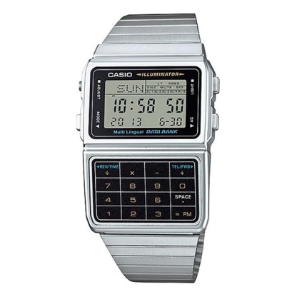 Casio Databank DBC-611-1 Digital Calculator Alarm Dual Time Vintage Men's Watch (Silver) DBC611-1