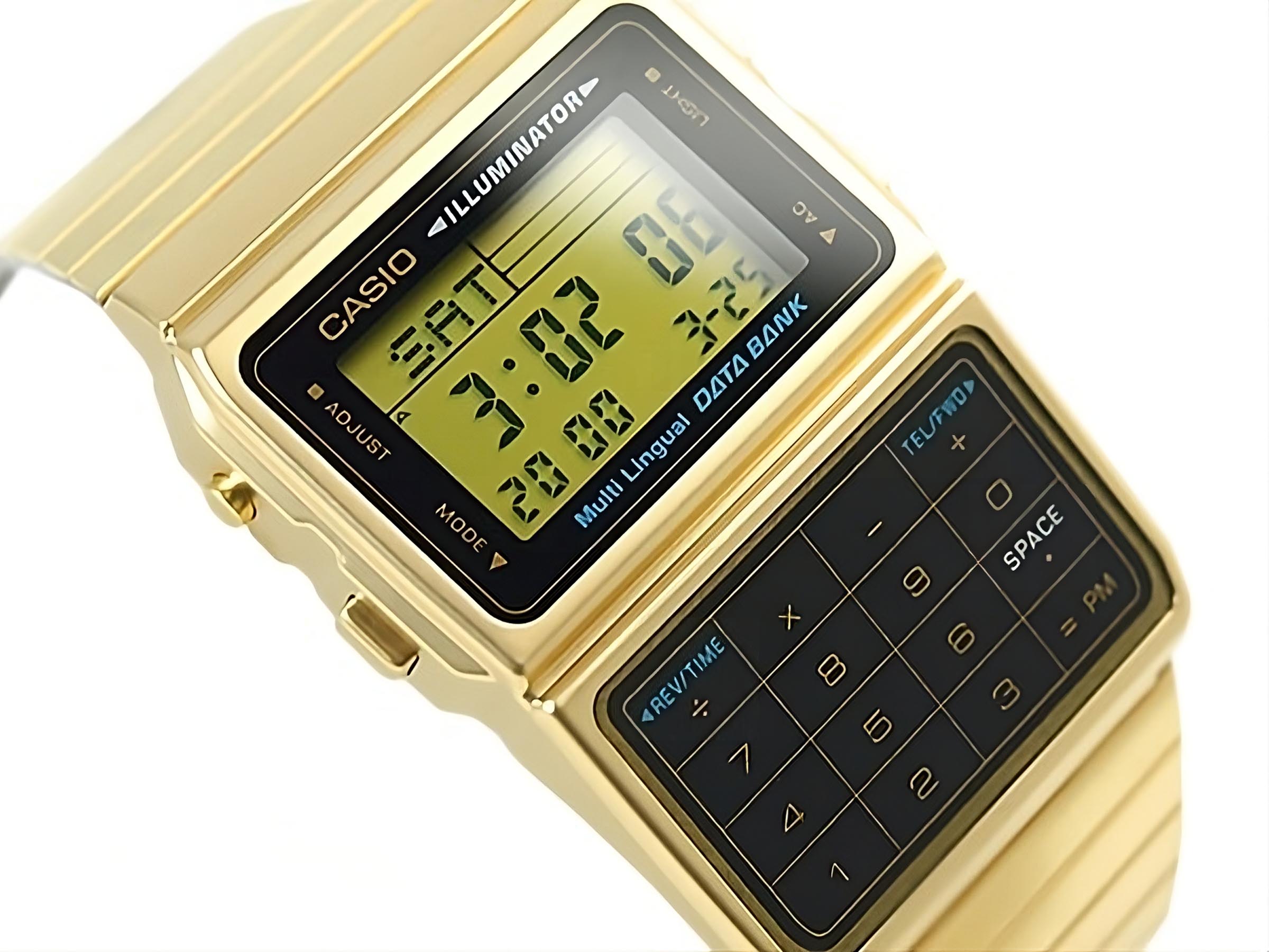 Casio Databank DBC-611G-1 Digital Calculator Alarm Dual Time Men's Watch (Gold) (Vintage Series) DBC611G